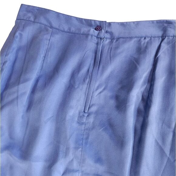 Vintage Royal Silk 100% Pure Silk High Waist Knee Length Blue Pencil Skirt Sz 14 - Picture 4 of 9